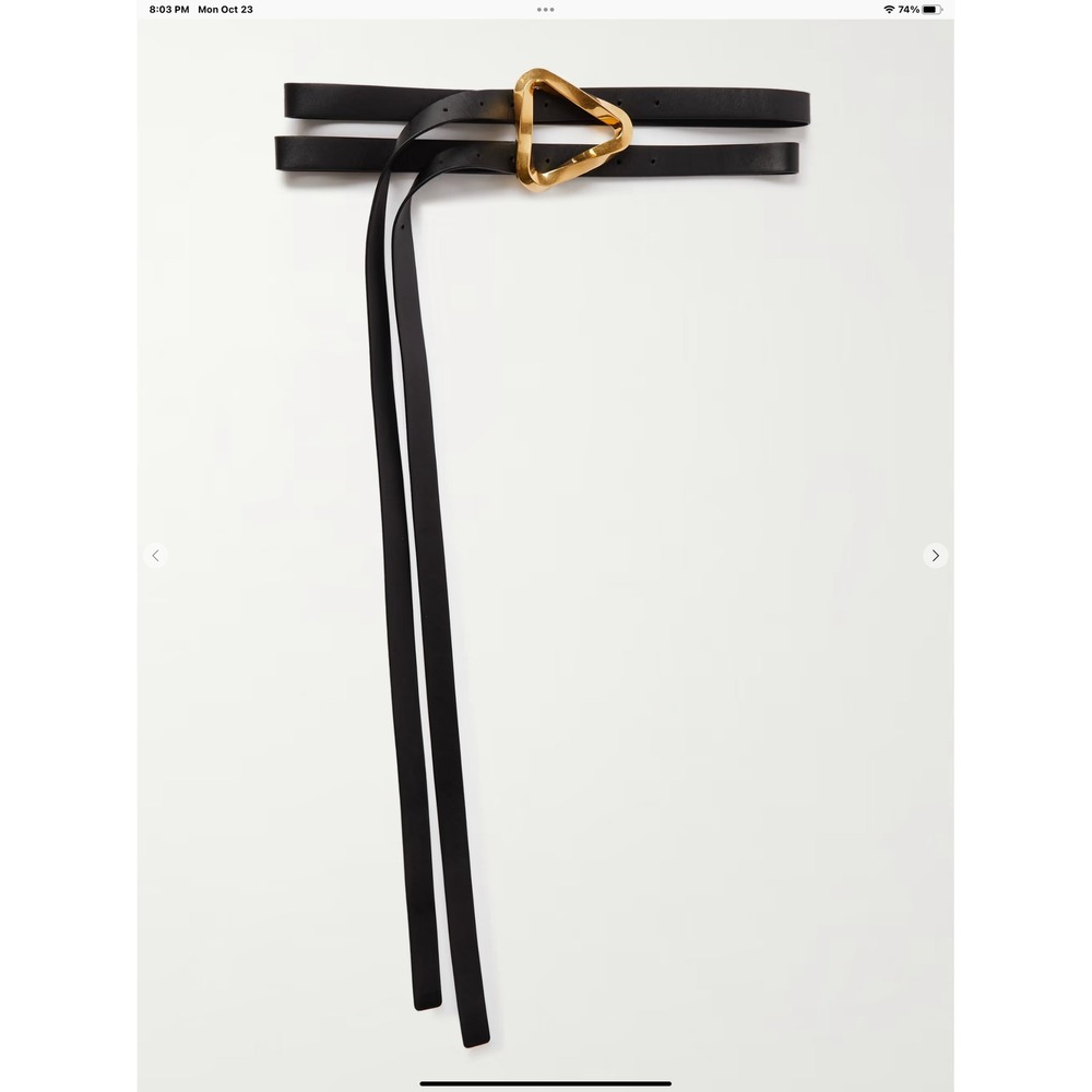 Bottega Veneta Black Leather Double Strap Waist Belt Gold Triangle Buckle - NWT - Picture 6 of 7
